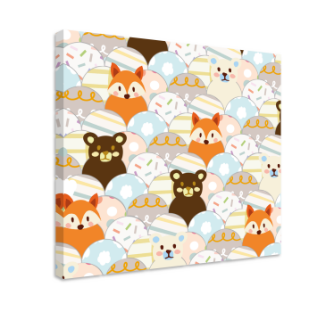 Patchwork medve és róka design fali képek óvodába - TenStickers