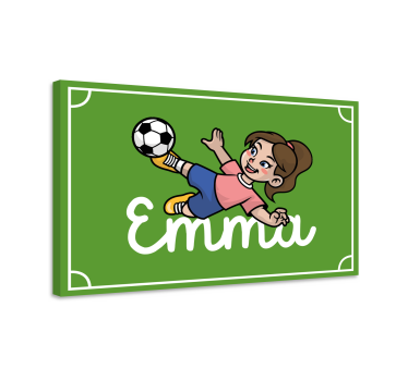 Lány focista névre szabható vászonnyomatokkal - TenStickers