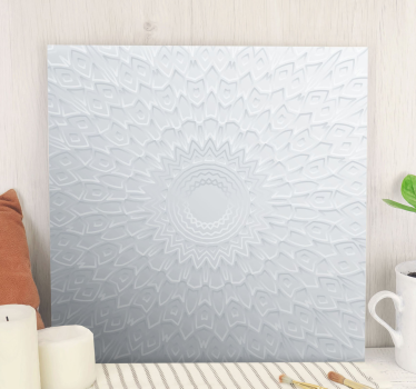 3d-s fehér mandala modern művészet vászonra nyomtat - TenStickers