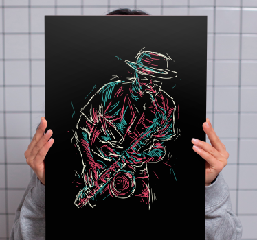 Absztrakt jazz szaxofon lejátszó zene vászon nyomat - TenStickers