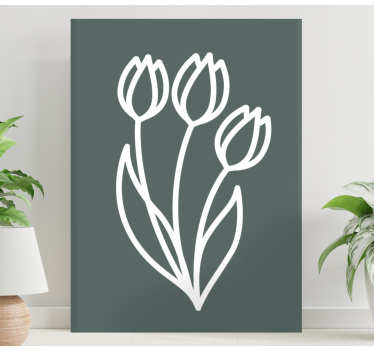 Aranyos fehér tulipán virágos vászon - TenStickers