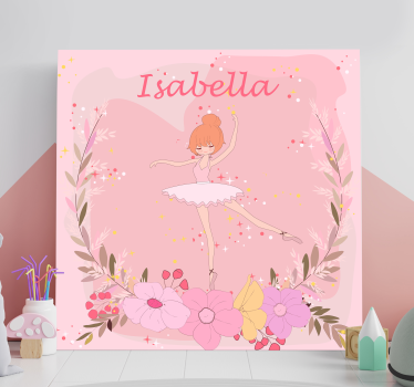 Személyre szabott virágos balerina vászon falművészet - TenStickers