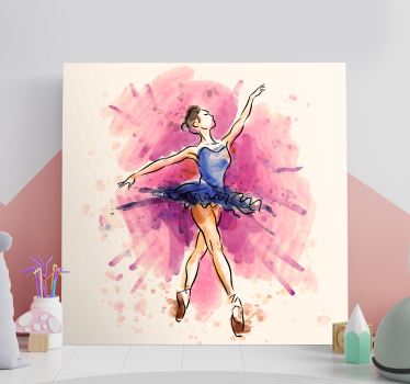 Lila balerina vászon fal művészet - TenStickers