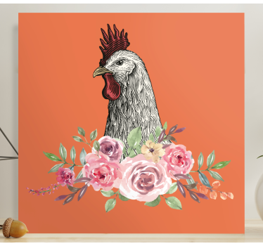 Botanikai fehér csaj madár vászon fal art - TenStickers