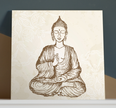 Buda vintage virágos buddha falvászon - TenStickers