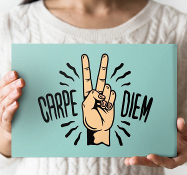 Carpe diem béke kéz motívum inspiráló vászon - TenStickers