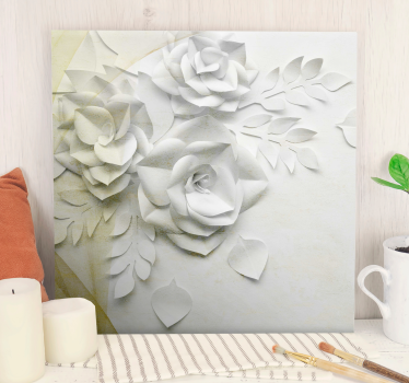 Elegáns arany fehér virágok 3d vászon képek - TenStickers