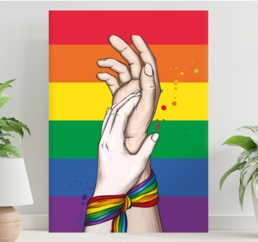 Emberi kéz és lgbt szivárvány szalag otthon fal vászon - TenStickers