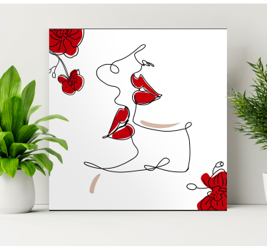 Folytonos vonal nő ajkai hálószoba vászon art - TenStickers