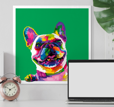 Francia bulldog szivárvány kutya vászon képek - TenStickers