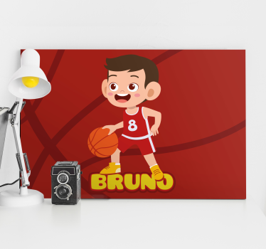 Gyerek kosárlabda játékos névre szabható vászonnyomatokkal - TenStickers