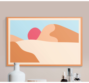 Hegy és a nap absztrakt művészet geometriai fal vászon - TenStickers