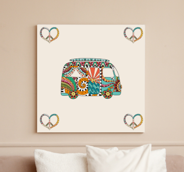Hippi busz sok graffitis vintage falnyomattal - TenStickers