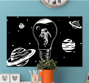 Illusztráció egy űrhajós egy villanykörte hálószoba vásznon - TenStickers