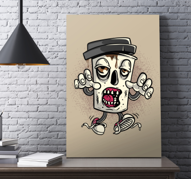 Kávé zombi graffiti karakter modern művészeti nyomatok vászonra - TenStickers