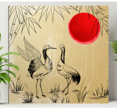 Kínai hegyek gólyák suns hálószoba vászon art - TenStickers