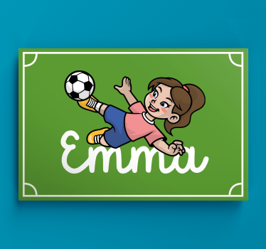 Lány focista névre szabható vászonnyomatokkal - TenStickers