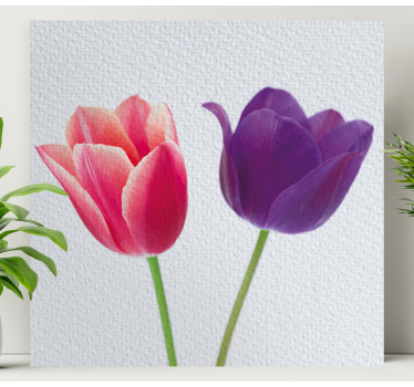 Lila és rózsaszín tulipán virágos vászon - TenStickers