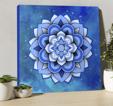 Mandala virágos kék mandala nyomtatott fal művészet - TenStickers
