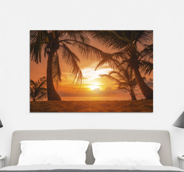 Naplemente a strand fejtámláján fal art vászon - TenStickers