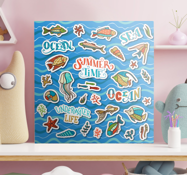 óceán matrica kollázs fal képek gyerekeknek - TenStickers