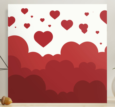 Piros szív felhő design hálószoba vászon - TenStickers
