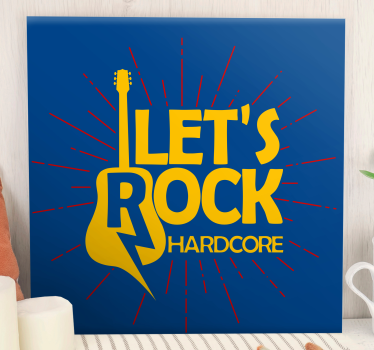 Rockzenei gitár és szövegzene vászonnyomat - TenStickers