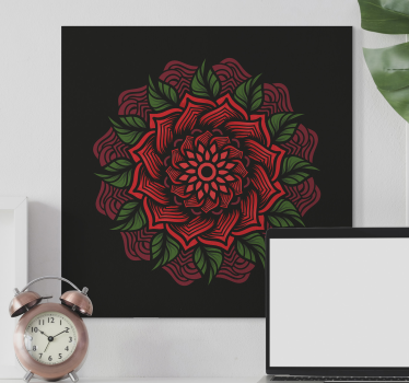 Rózsa témájú mandala nyomtatott fal művészet - TenStickers