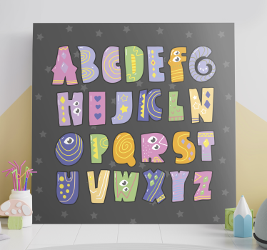 Színes ábécé levél vászon fal art - TenStickers