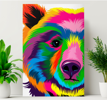 Színes medve geometrikus keretes vászon - TenStickers