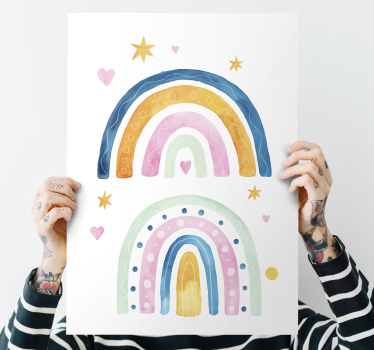Színes szivárványos elrendezés vászon geometriai gyermekek - TenStickers