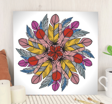 Színes toll mandala vászon dekoráció - TenStickers