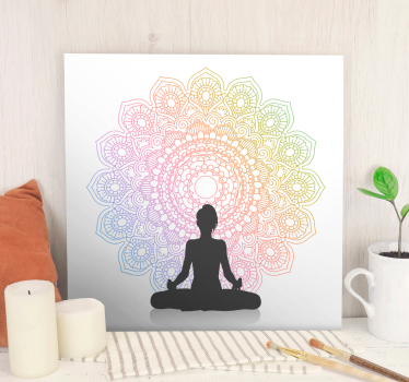 Szivárvány jóga mandala nyomtatott fal művészet - TenStickers