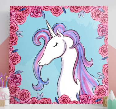 Lila tónusú egyszarvú vászon fal art - TenStickers