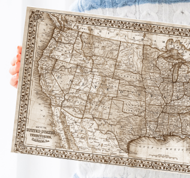 Vintage észak-amerikai világtérkép vászon - TenStickers
