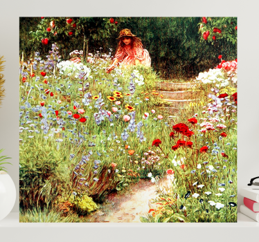 Vintage garden cottagecore stílusú táj falvászon - TenStickers