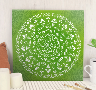 Zöld dísz kerek mandala nyomtatott fal művészet - TenStickers
