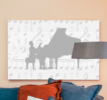 Zongorista egyszerű zenész sillhouette zene vászonnyomat - TenStickers