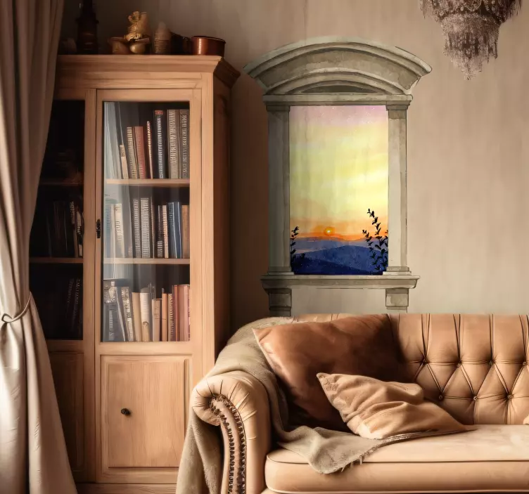 3D Falmatrica klasszikus ablak akvarell kivitelben - TenStickers