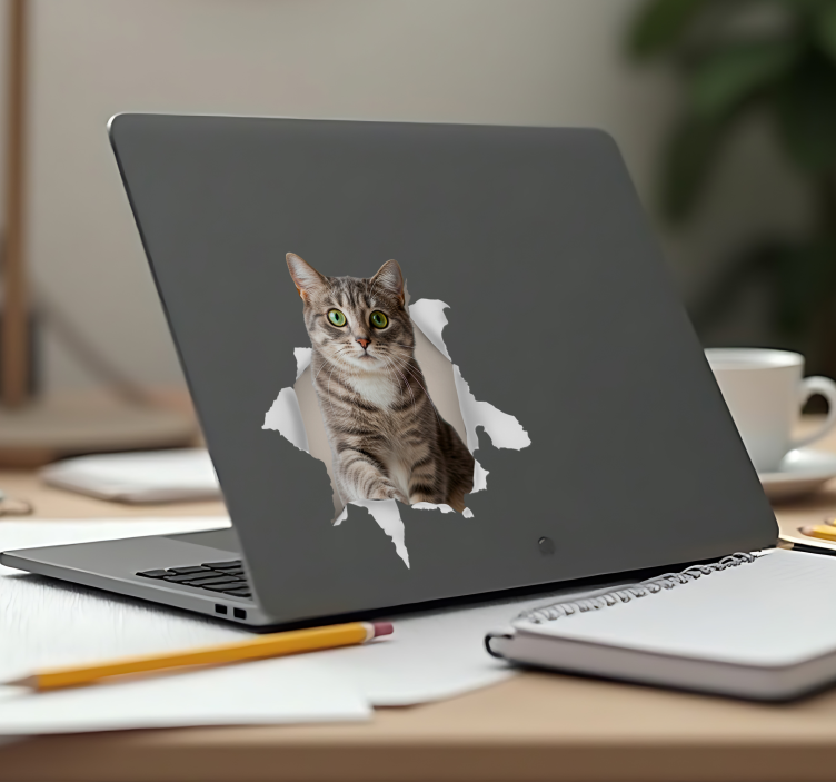3d-s macska Laptop matrica - TenStickers