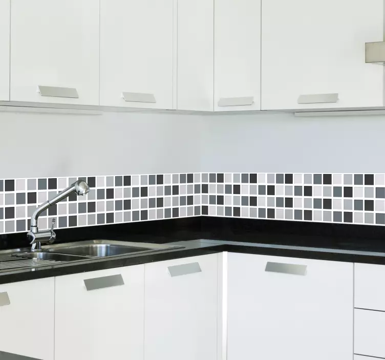 Szürke tónusú négyzet alakú csempe szegély matrica - TenStickers