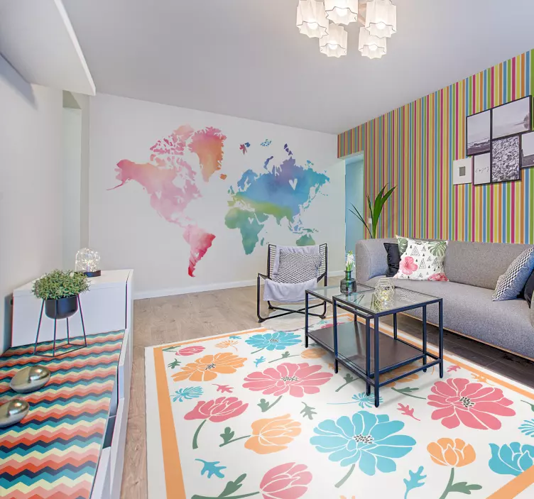 Világtérkép akvarell fal matrica - TenStickers