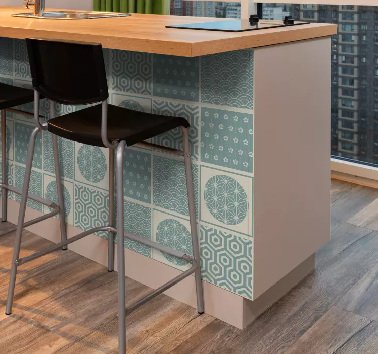 Zöld japandi csempematrica - TenStickers