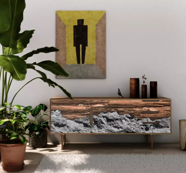 Tűzifa és kő bútor matrica - TenStickers