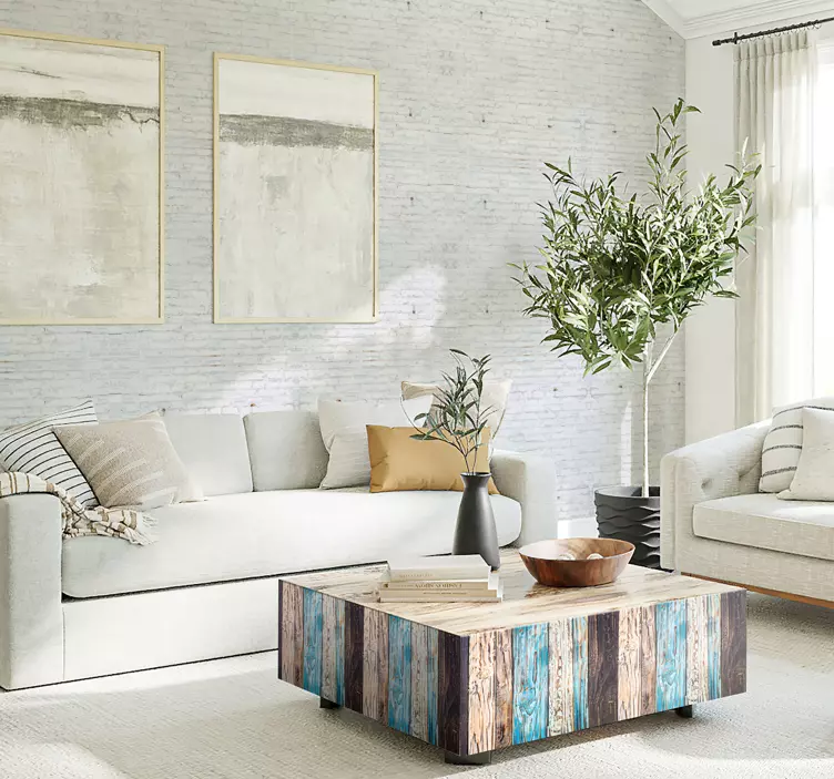 Festett fa nappali fal dekoráció - TenStickers