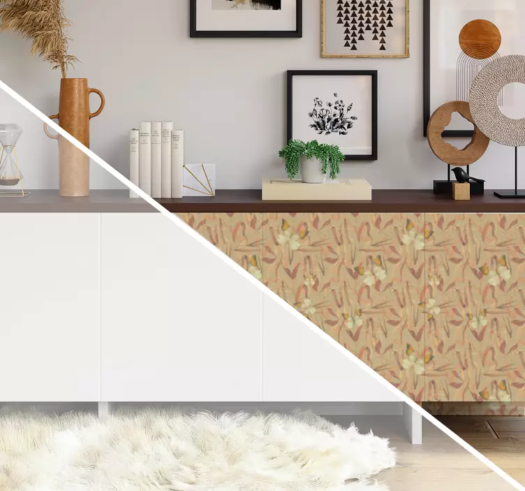 őszi virágok minta bútor matrica - TenStickers