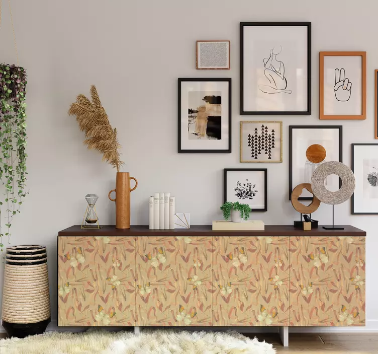 őszi virágok minta bútor matrica - TenStickers