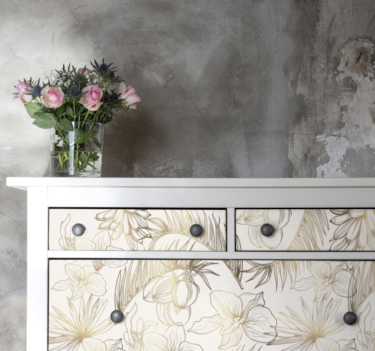 Trópusi virágok bútor matrica - TenStickers