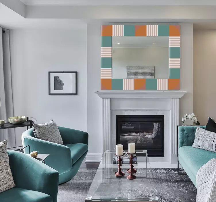 Színes geometrikus keret Matrica Tükrök - TenStickers