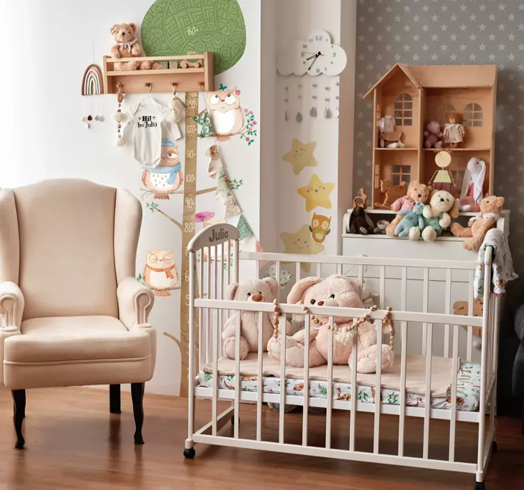 Gyerek bagoly méter magasság diagram fal matrica - TenStickers